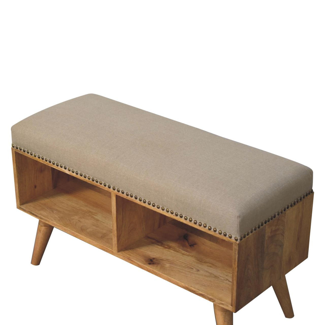 Studded Linen Open Bench