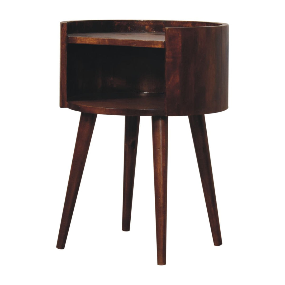 Chestnut Round Open Slot Bedside