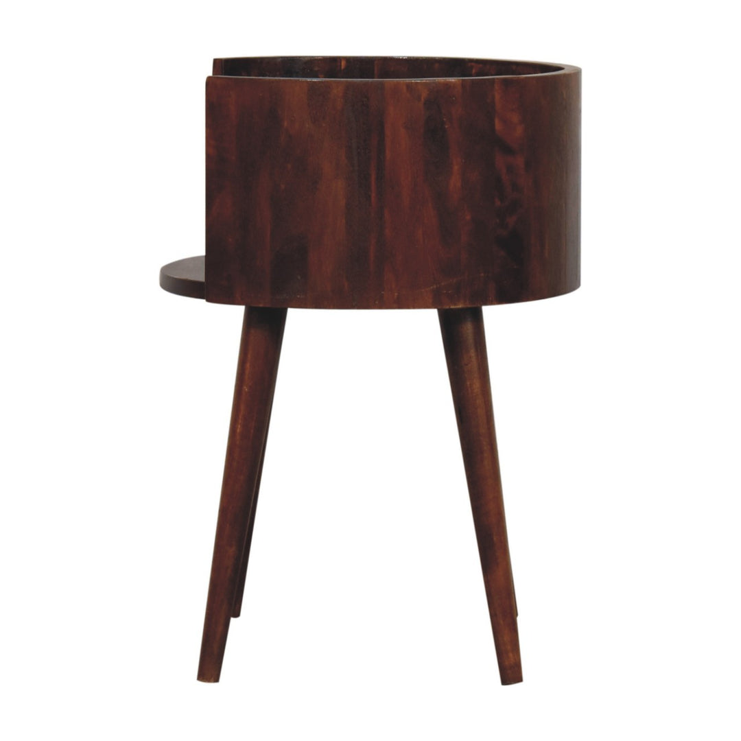 Chestnut Round Open Slot Bedside