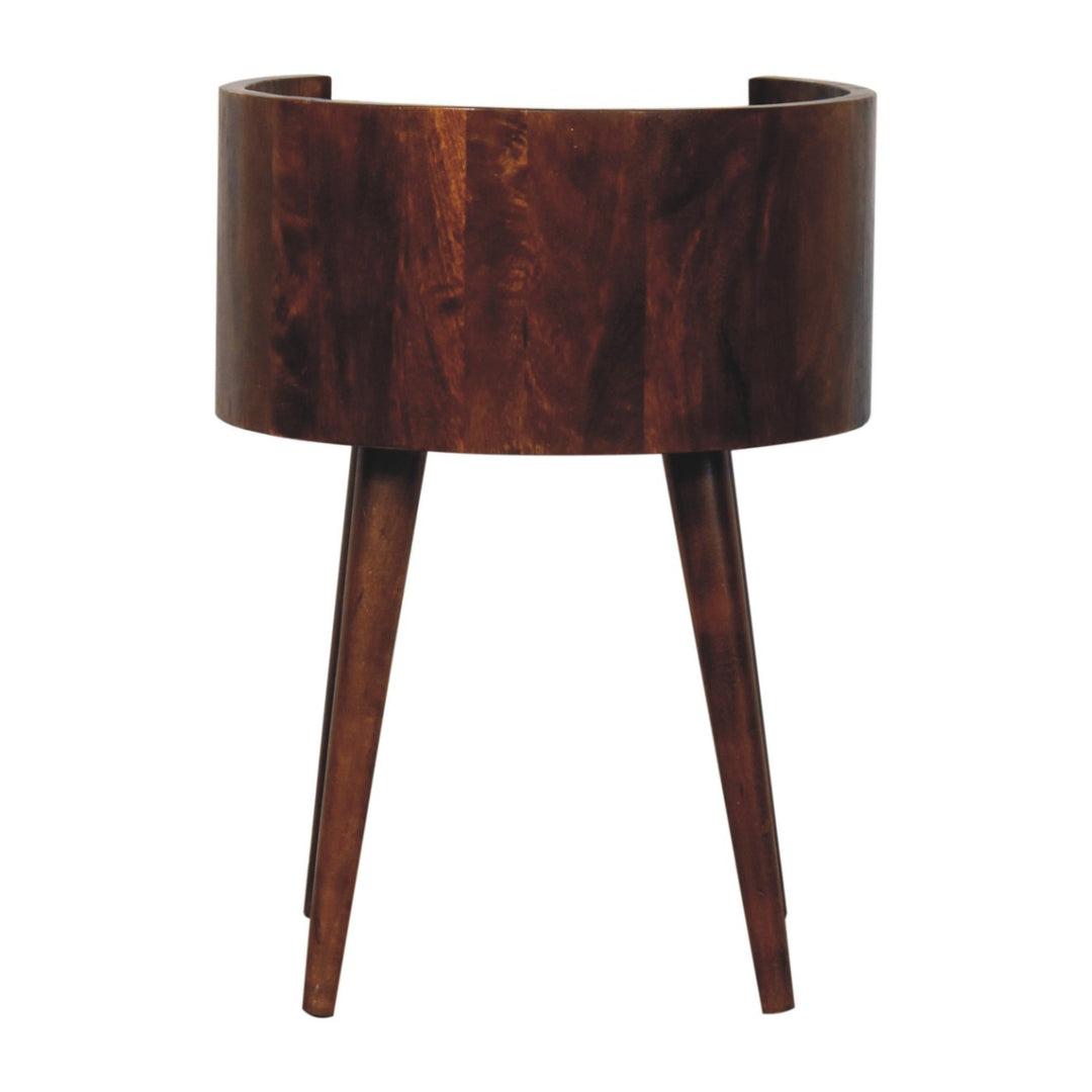 Chestnut Round Open Slot Bedside