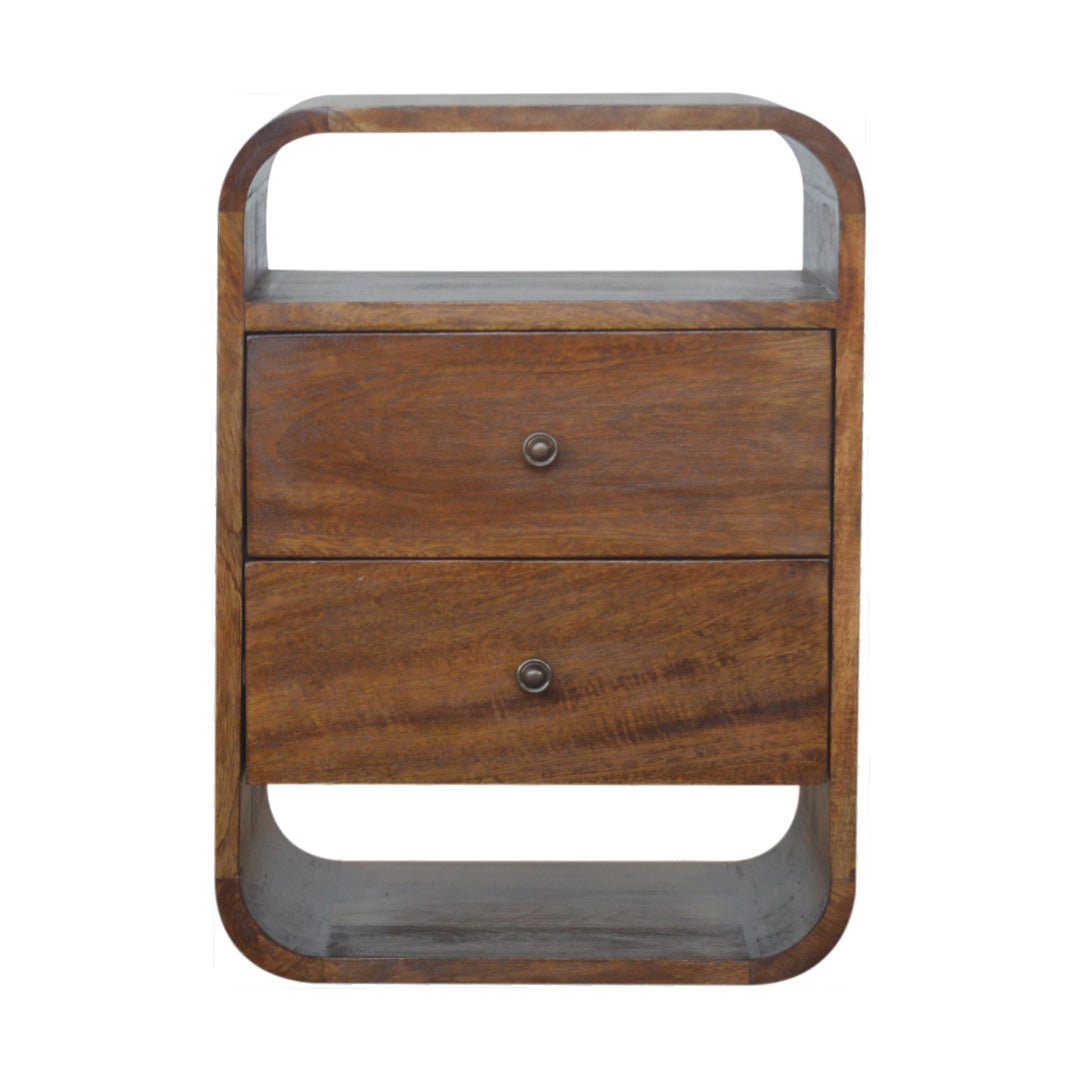 Chestnut-Curve-2-Drawer-Bedside