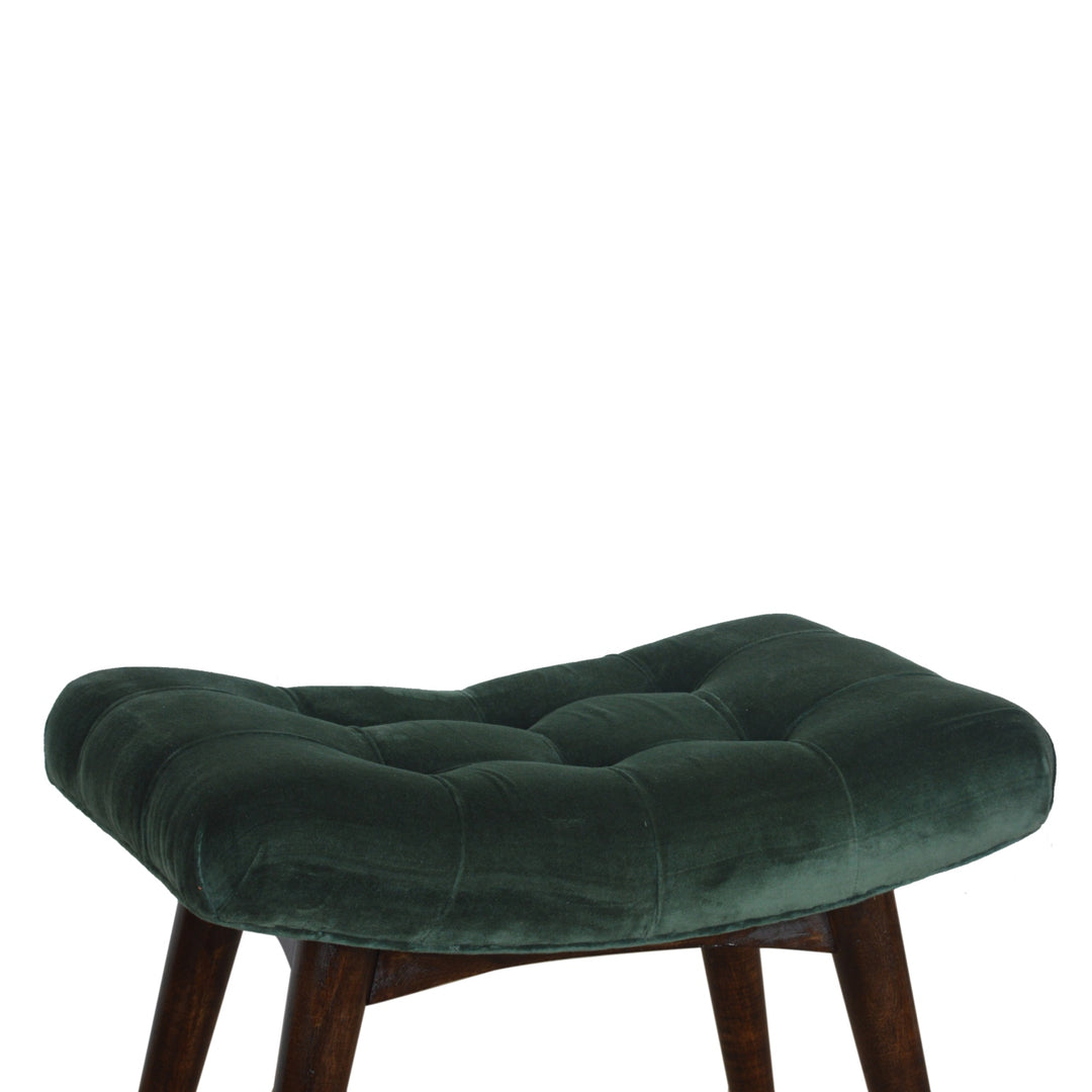 Emerald Velvet Curve Bench