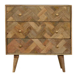 Load image into Gallery viewer, 3-Drawer-Zig-Zag-Patterned-Patchwork-Chest
