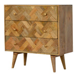 Load image into Gallery viewer, 3 Drawer Zig-Zag Patterned Patchwork Chest
