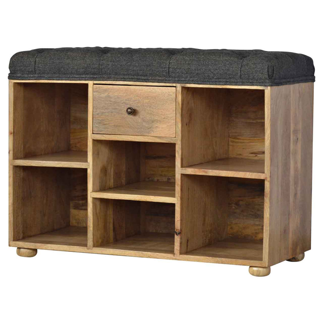 Black-Tweed-1-Drawer-Bench