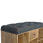 Load image into Gallery viewer, Black Tweed 1 Drawer Bench
