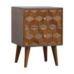 Load image into Gallery viewer, Chestnut-Cube-Carved-Bedside
