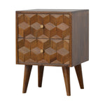 Load image into Gallery viewer, Chestnut Cube Carved Bedside
