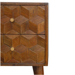 Load image into Gallery viewer, Chestnut Cube Carved Bedside
