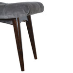 Load image into Gallery viewer, Grey Cotton Velvet Curved Bench
